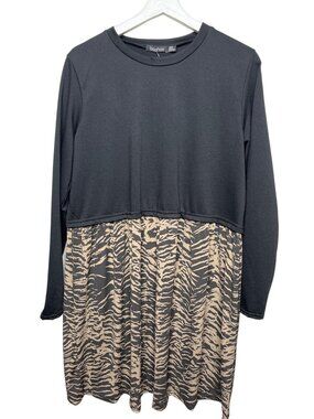 Boohoo Maternity Tiger Print Dress Womens Size 12 Long Sleeve
